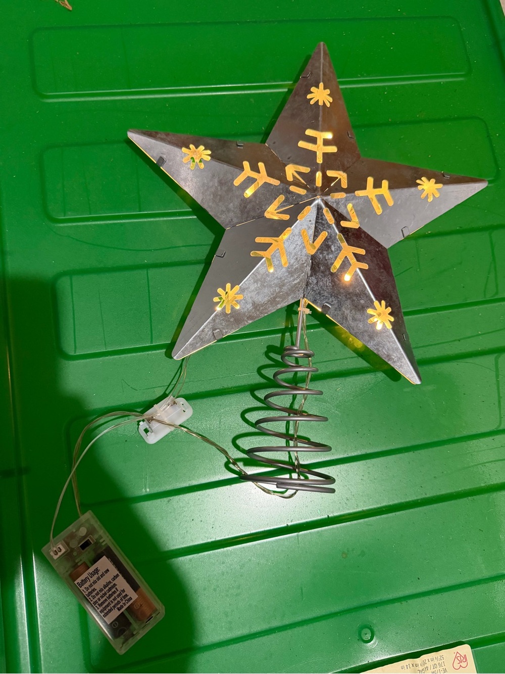 Metal Christmas tree topper star snowflake light up decor